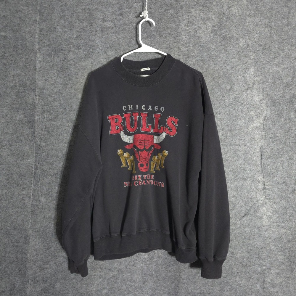 Abercrombie & Fitch Chicago Bulls Sweatshirt Mens S Black NBA Champs Oversized